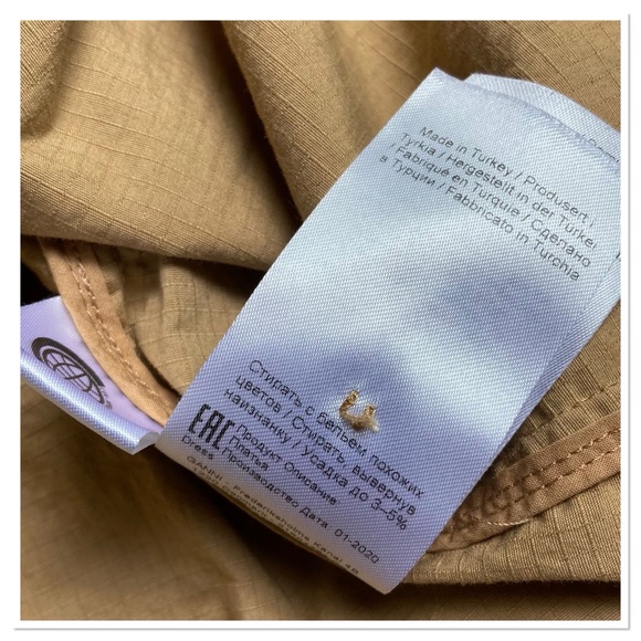 Ganni Ripstop Cotton Chino Puff Sleeve Midi Dress A Line Silhouette Tan Size L - Picture 10 of 11